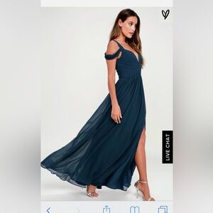 NEW Women’s Dark Blue Dress,Size M, NEW wTags, Lulu’s, Long & Flows, Zip Closure
